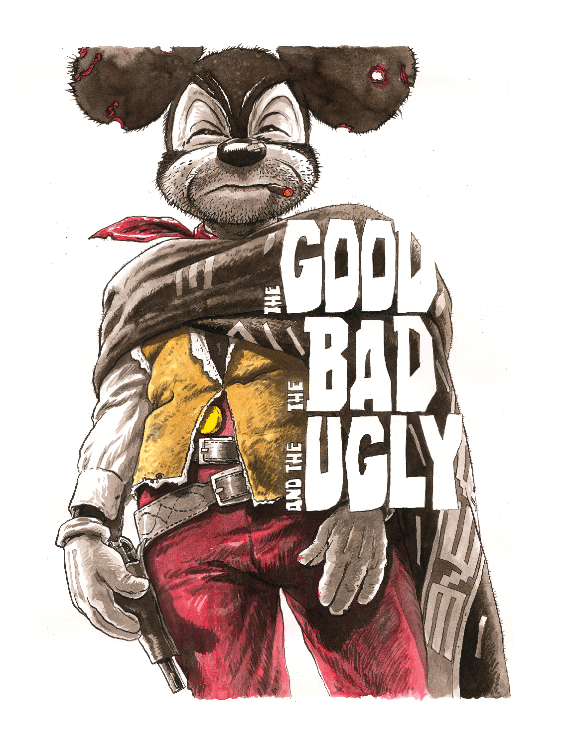 GOOD BAD UGLY MICKEY MOUSE DANGLAR FINE ART PRINT