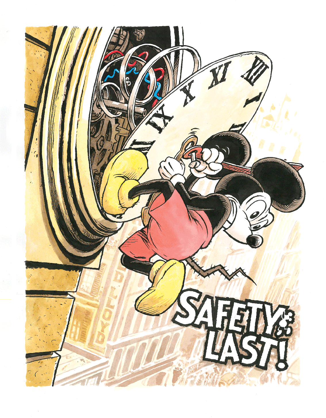 SAFETY LAST MICKEY MOUSE DANGLAR ART PRINT